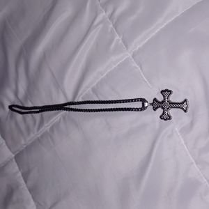 Very nice blue and silver necklace with heavy duty cross